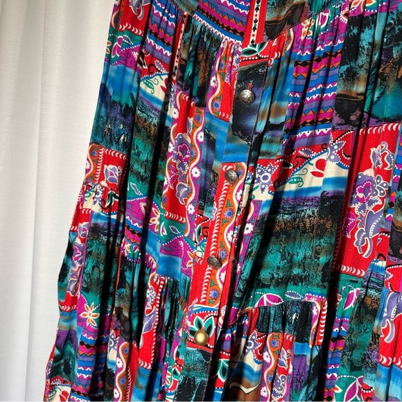 Vintage Skirt Maxi 80s Hippy Boho Gypsy Southwestern Aztec USA Native American - Picture 4 of 15